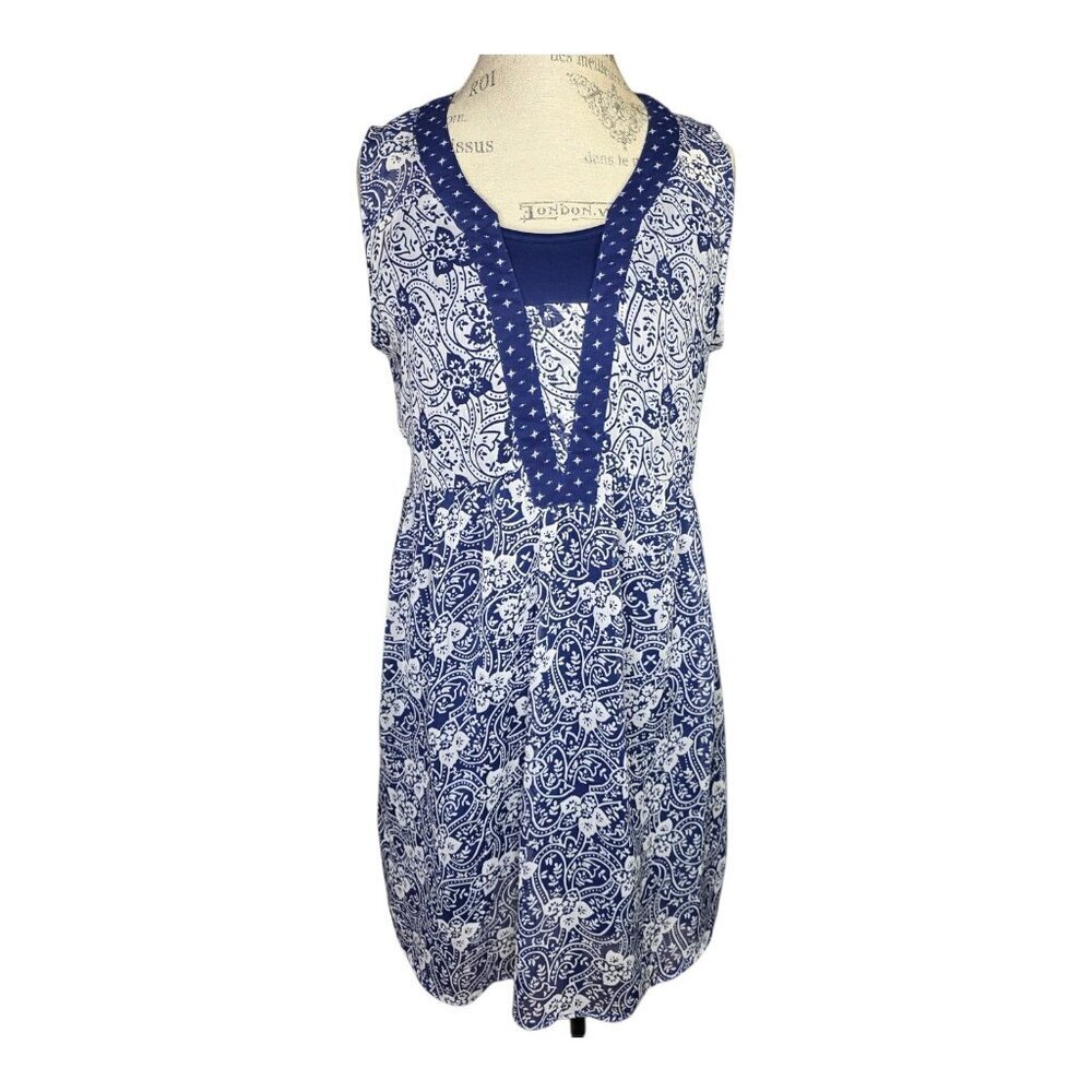 Knox Rose Dress Womens M Blue Floral Slip sleeveless Peasant Boho Cottagecore